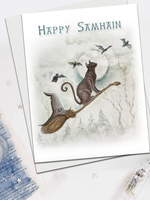 My Muses Card Shop My Muses Card Shop  Happy Samhain cat on broomstick