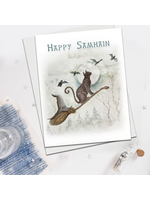 My Muses Card Shop My Muses Card Shop  Happy Samhain cat on broomstick