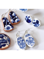 the broken plate co The Broken Plate  Dangle Earring  Shard Shape Blue and White Only White Edge