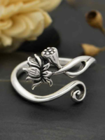Nina Designs Nd Mushroom Sterling Silver Adjustable Lotus Ring