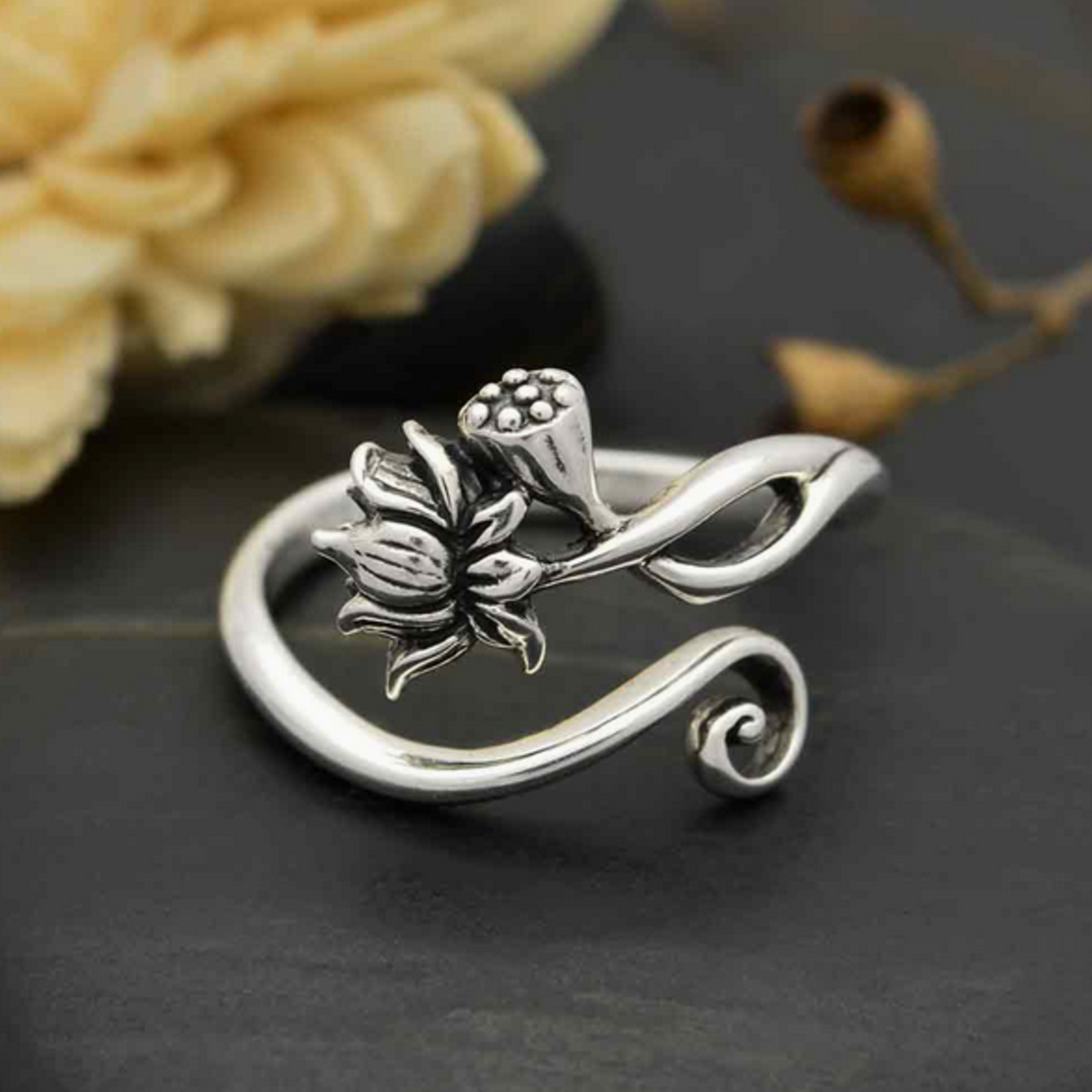 Nina Designs Nd Sterling Silver Adjustable Lotus Ring R196