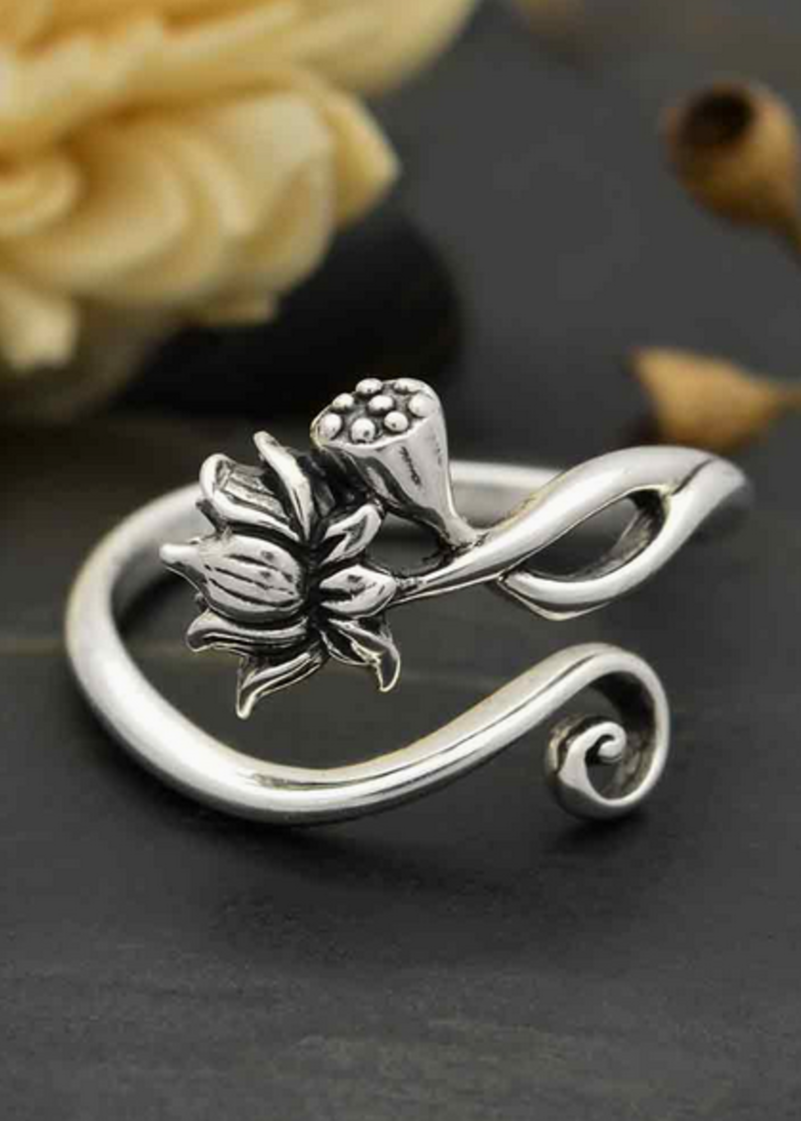 Nina Designs Nd Mushroom Sterling Silver Adjustable Lotus Ring R196