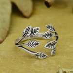 Nina Designs Nd Sterling Silver Leaf Cluster Adjustable Ring R197