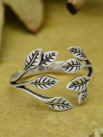 Nina Designs Nd Sterling Silver Leaf Cluster Adjustable Ring R197
