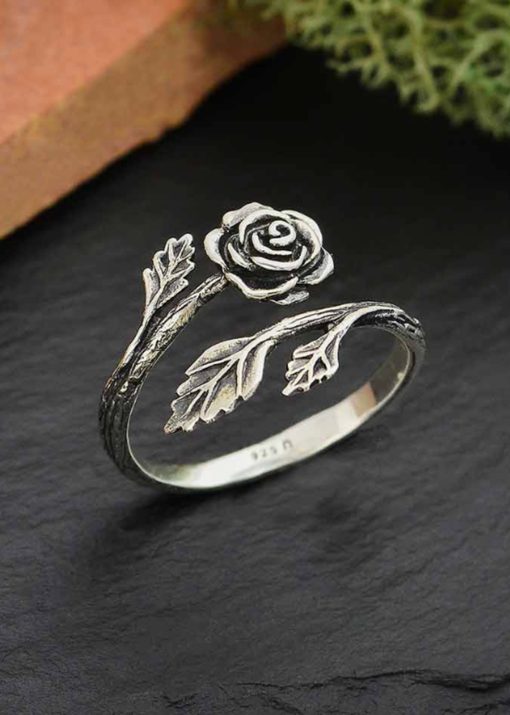 Nina Designs Nd Sterling Silver Adjustable Ring  Rose Adjustable Ring