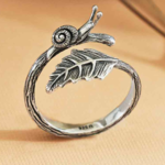 Nina Designs Nd Sterling silver Adjustable snail and leaf ring