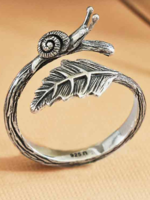 Nina Designs Nd Sterling silver Adjustable snail and leaf ring