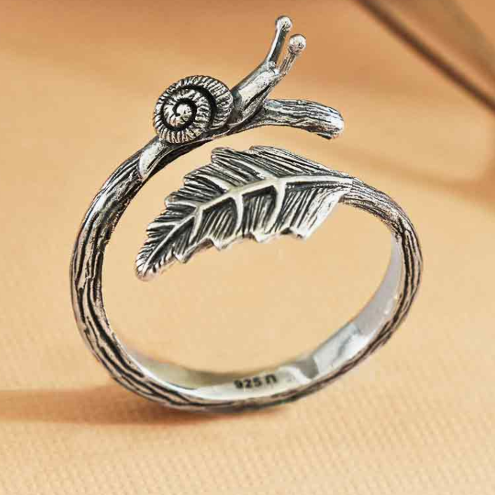 Nina Designs Nd Sterling silver Adjustable snail and leaf ring