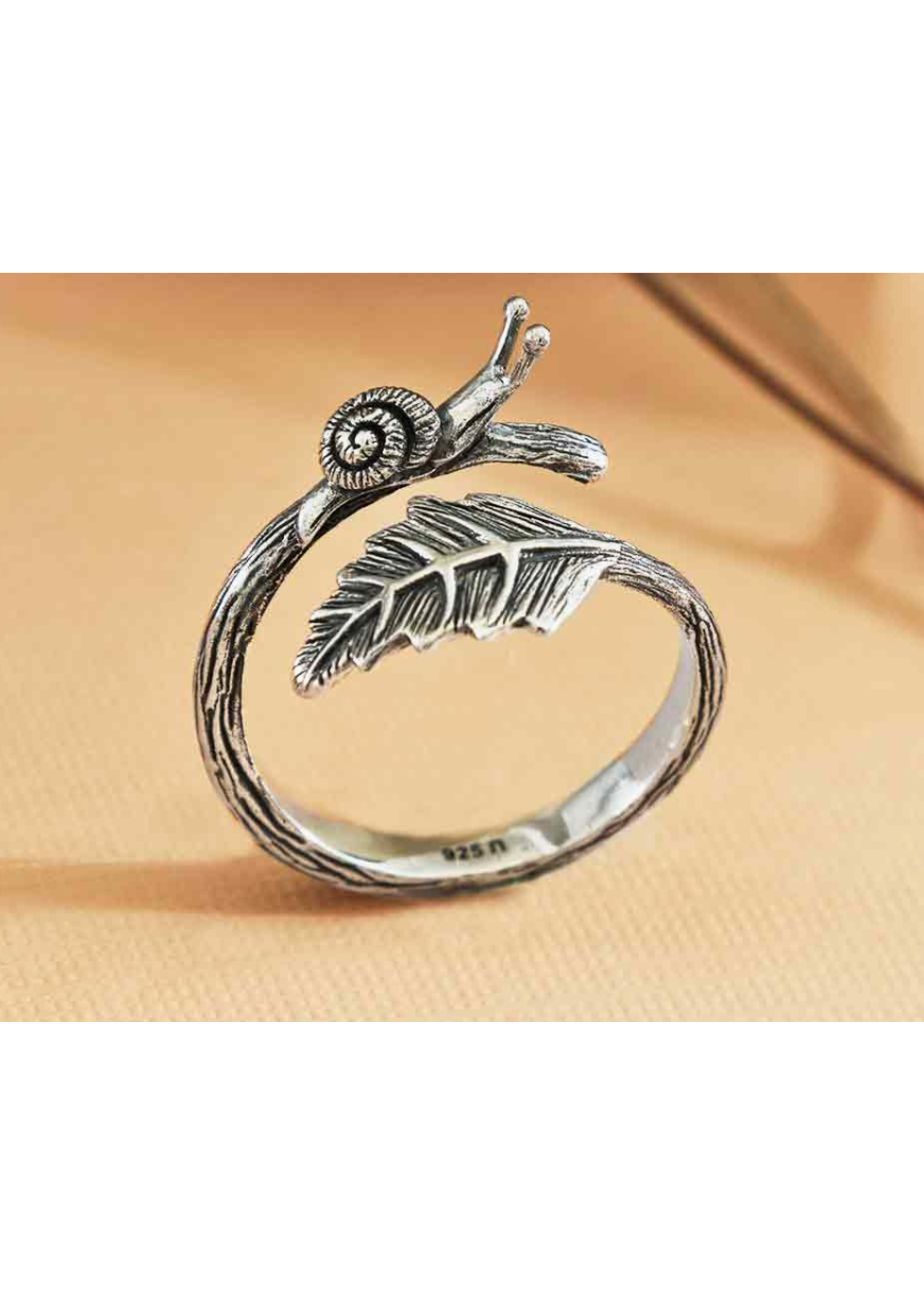 Nina Designs Nd Sterling silver Adjustable snail and leaf ring