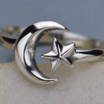 Nina Designs Nd Sterling Silver Adjustable Ring  Moon and Star