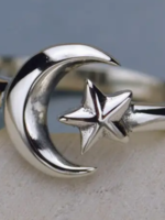 Nina Designs Nd Sterling Silver Adjustable Ring  Moon and Star