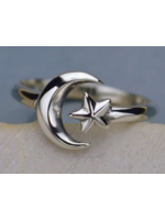 Nina Designs Nd Sterling Silver Adjustable Ring  Moon and Star