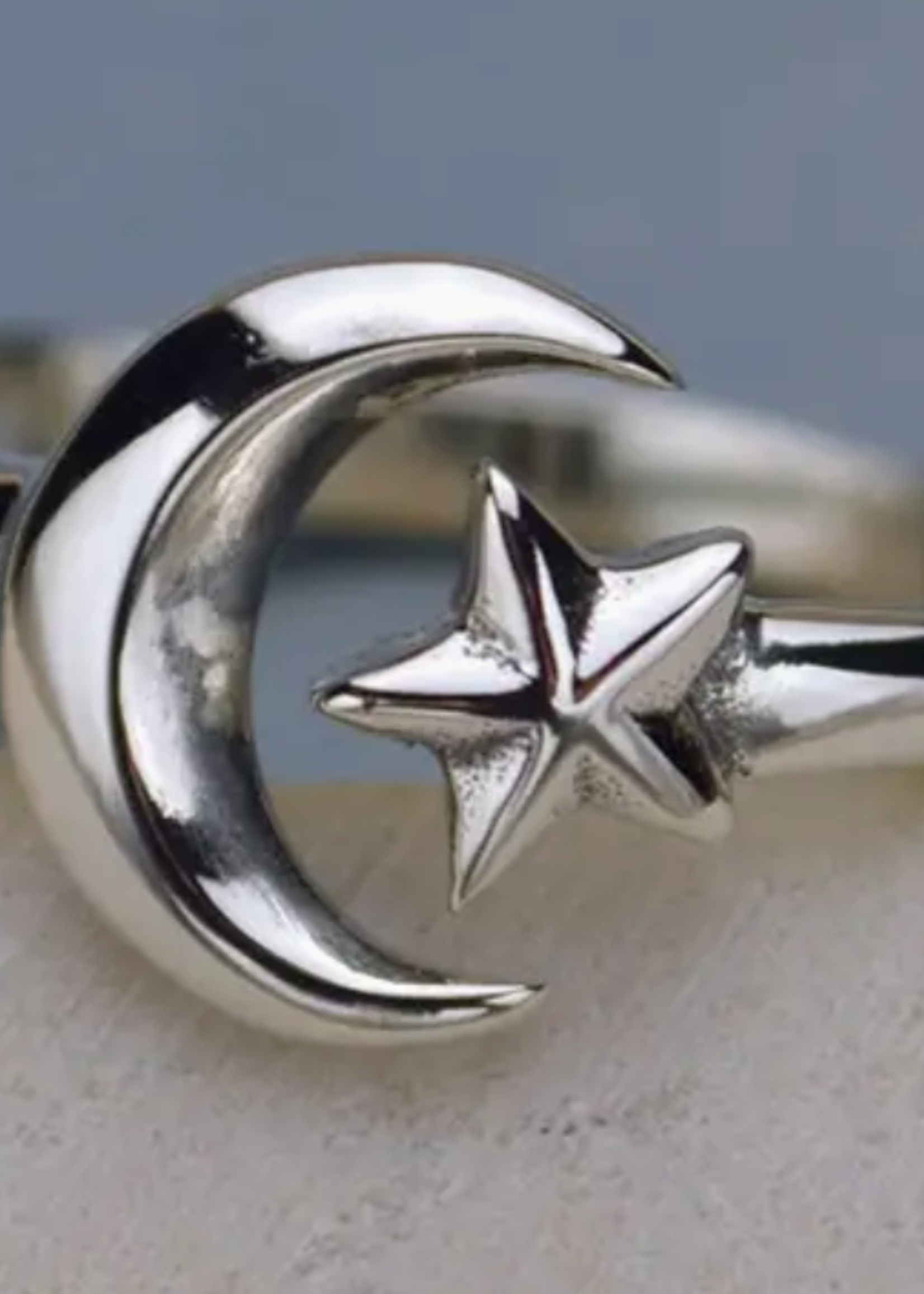 Nina Designs Nd Sterling Silver Adjustable Ring  Moon and Star