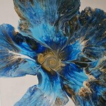 Cheas Art Blue Botannical Cheas Art 20x20 Muse Gallery