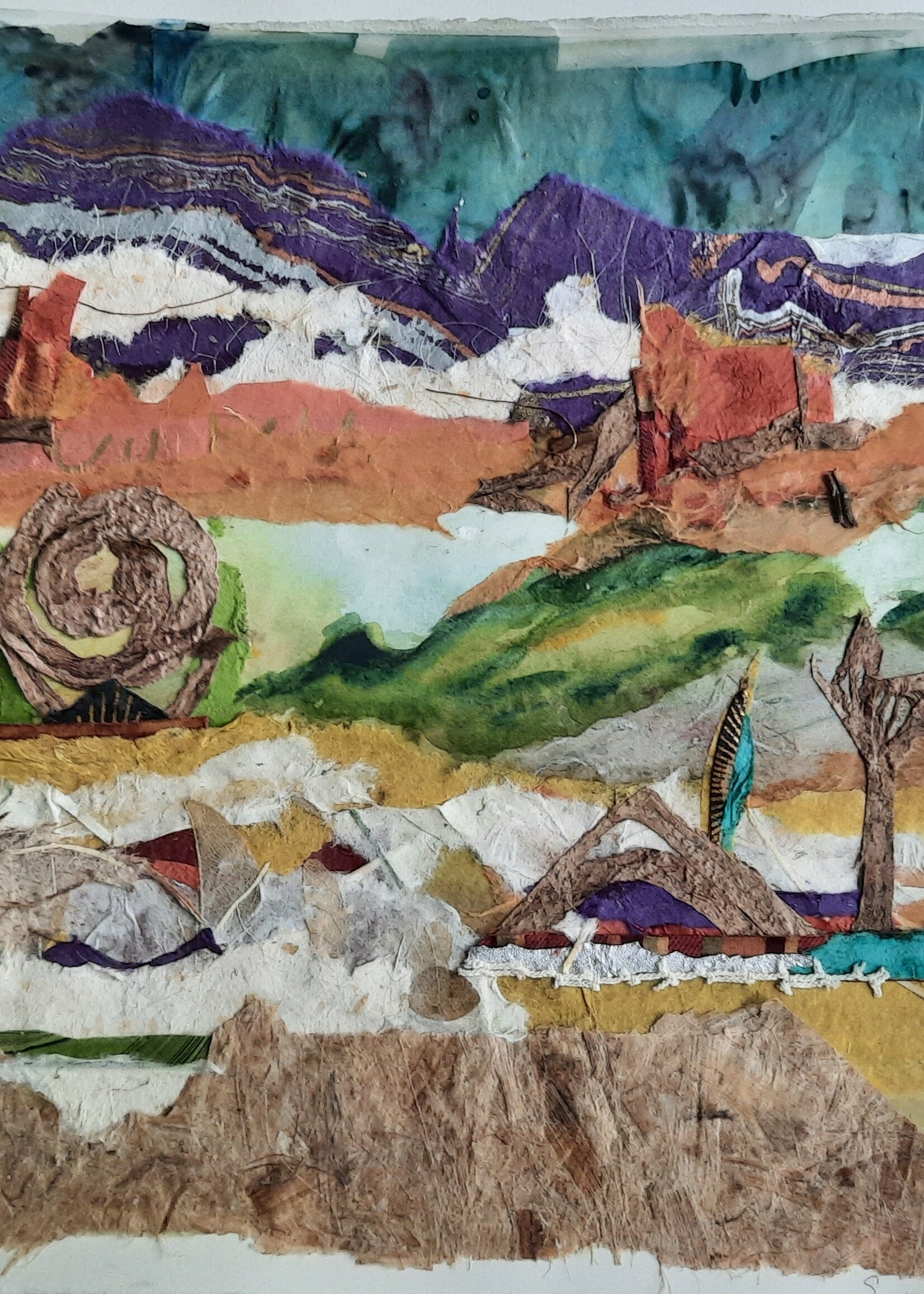 Rachel Mills Sedona Watercolor Collage 18 x 17 Muse Gallery