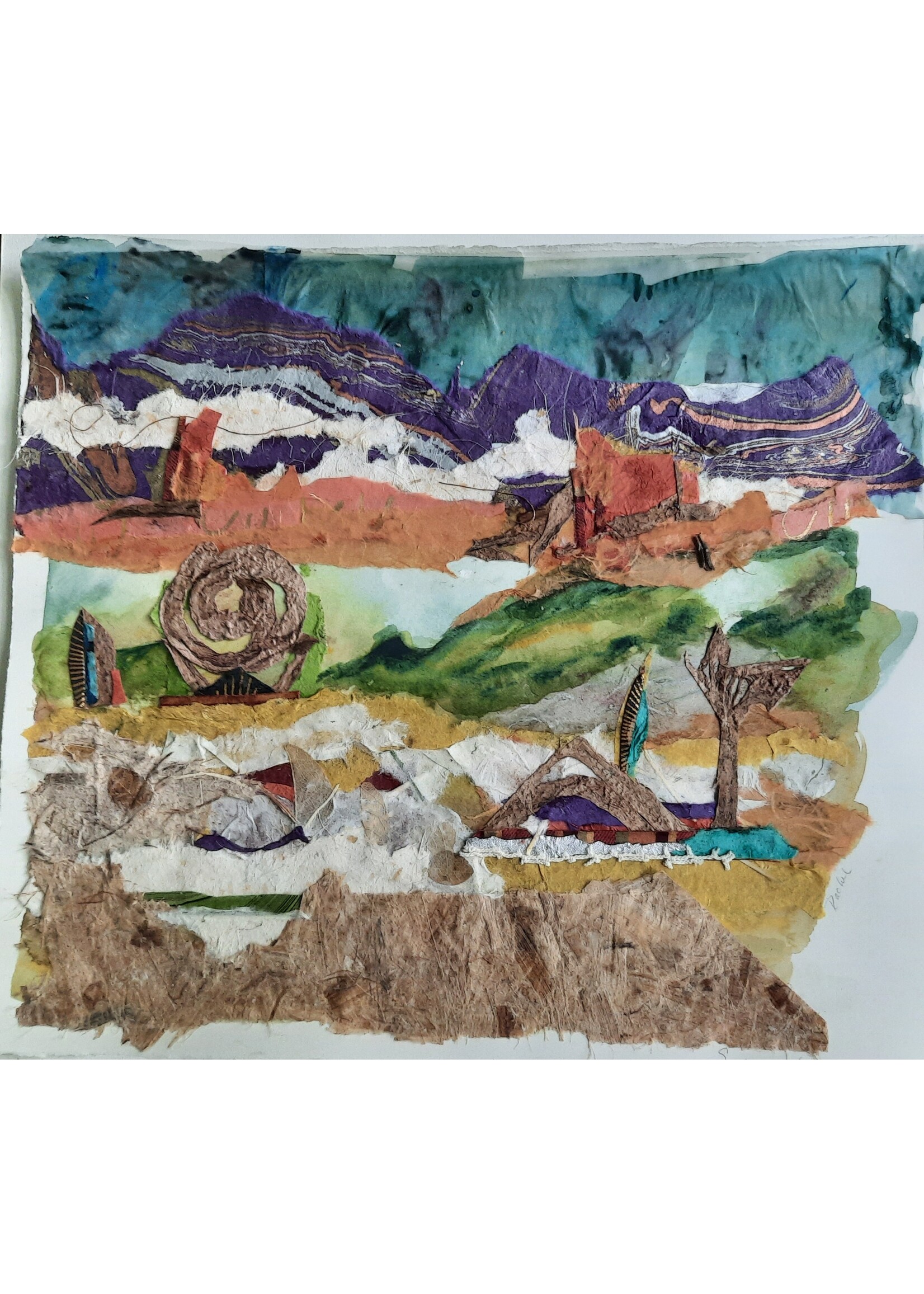Rachel Mills Sedona Watercolor Collage 18 x 17 Muse Gallery