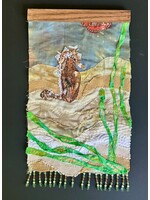 Laurie Zuckerman Contemplative Seahorse Under a Blood Red Moon 9 x 15 Muse Gallery