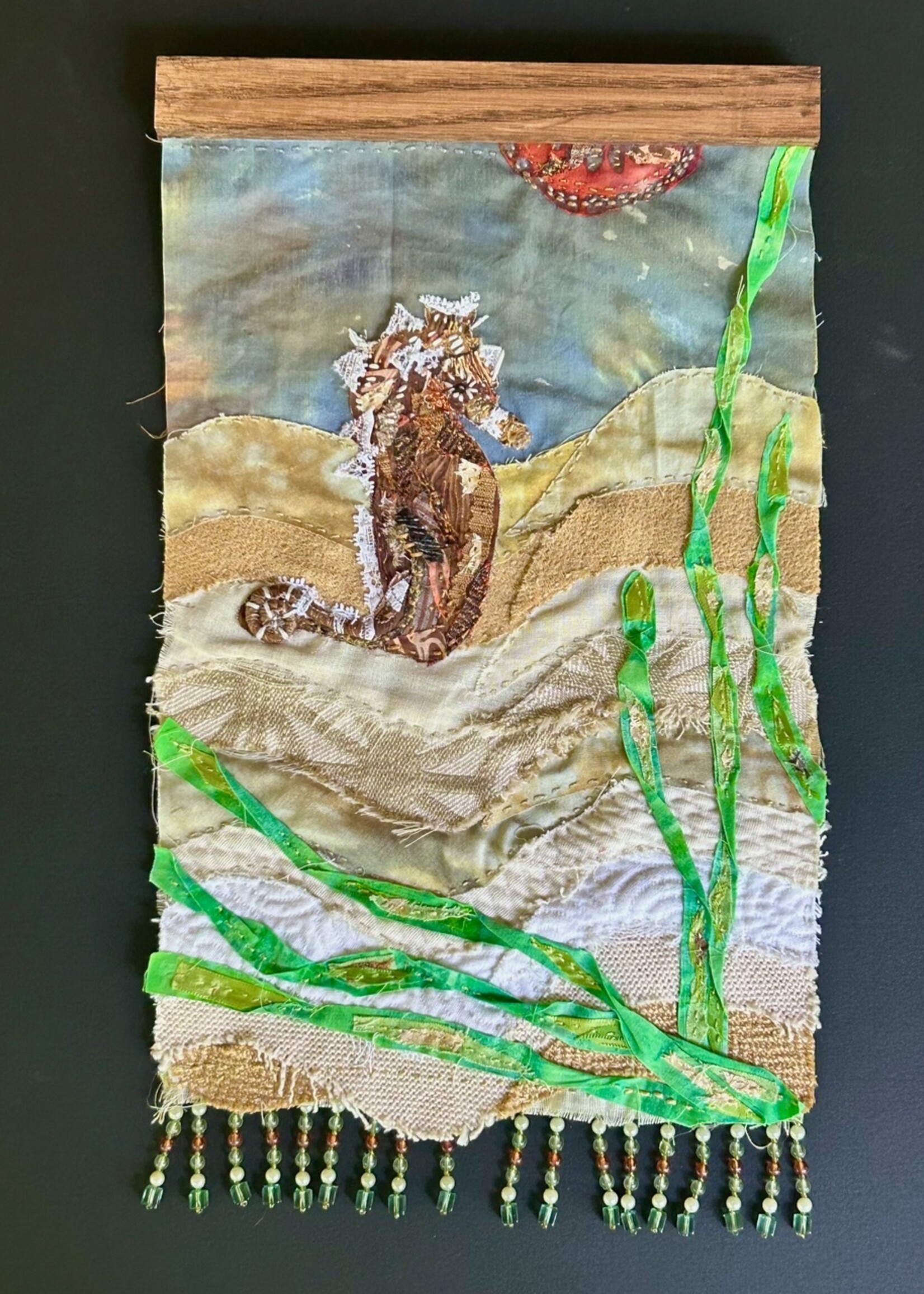 Laurie Zuckerman Contemplative Seahorse Under a Blood Red Moon 9 x 15 Muse Gallery