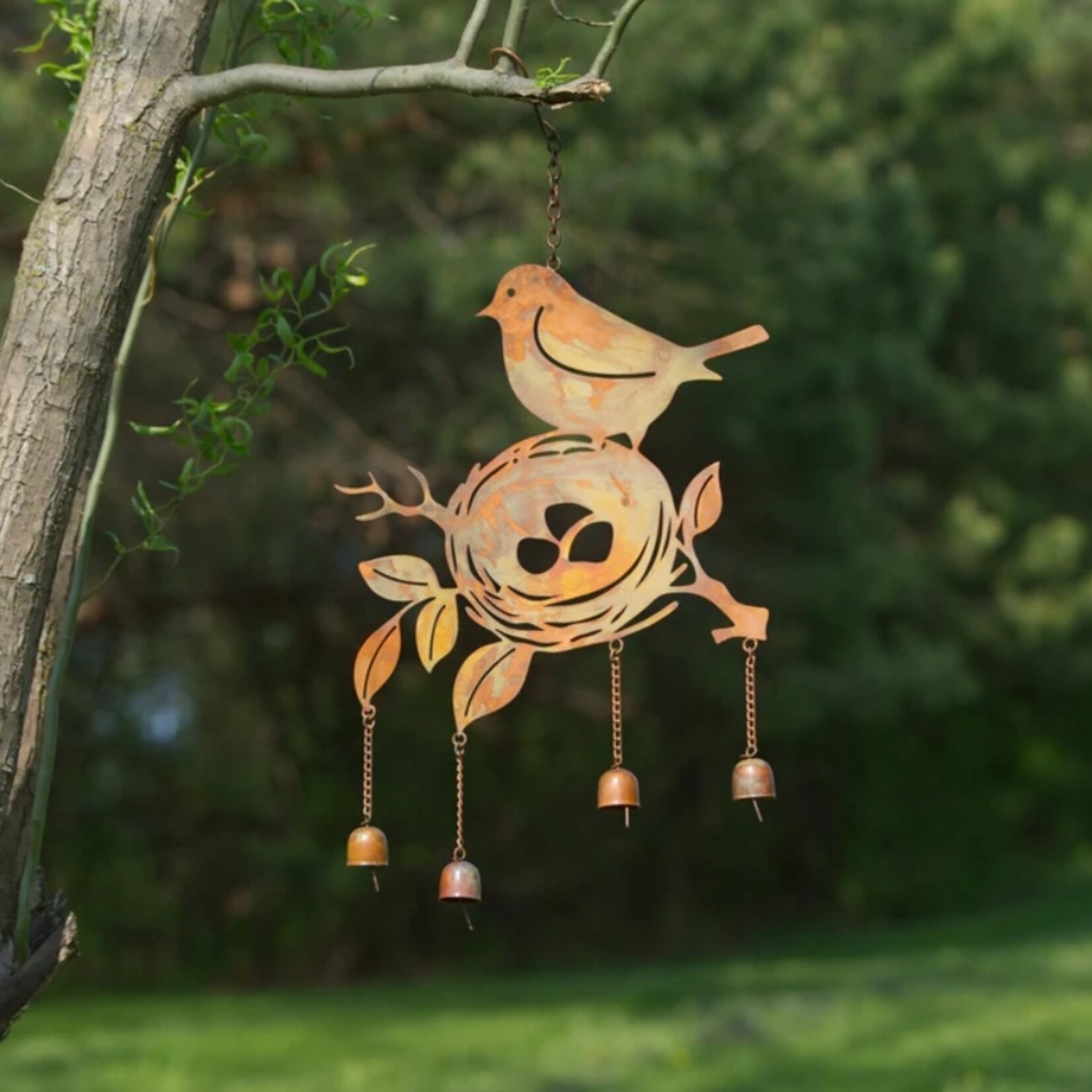 Ancient Graffiti Flamed Bird On Nest Wind Chime