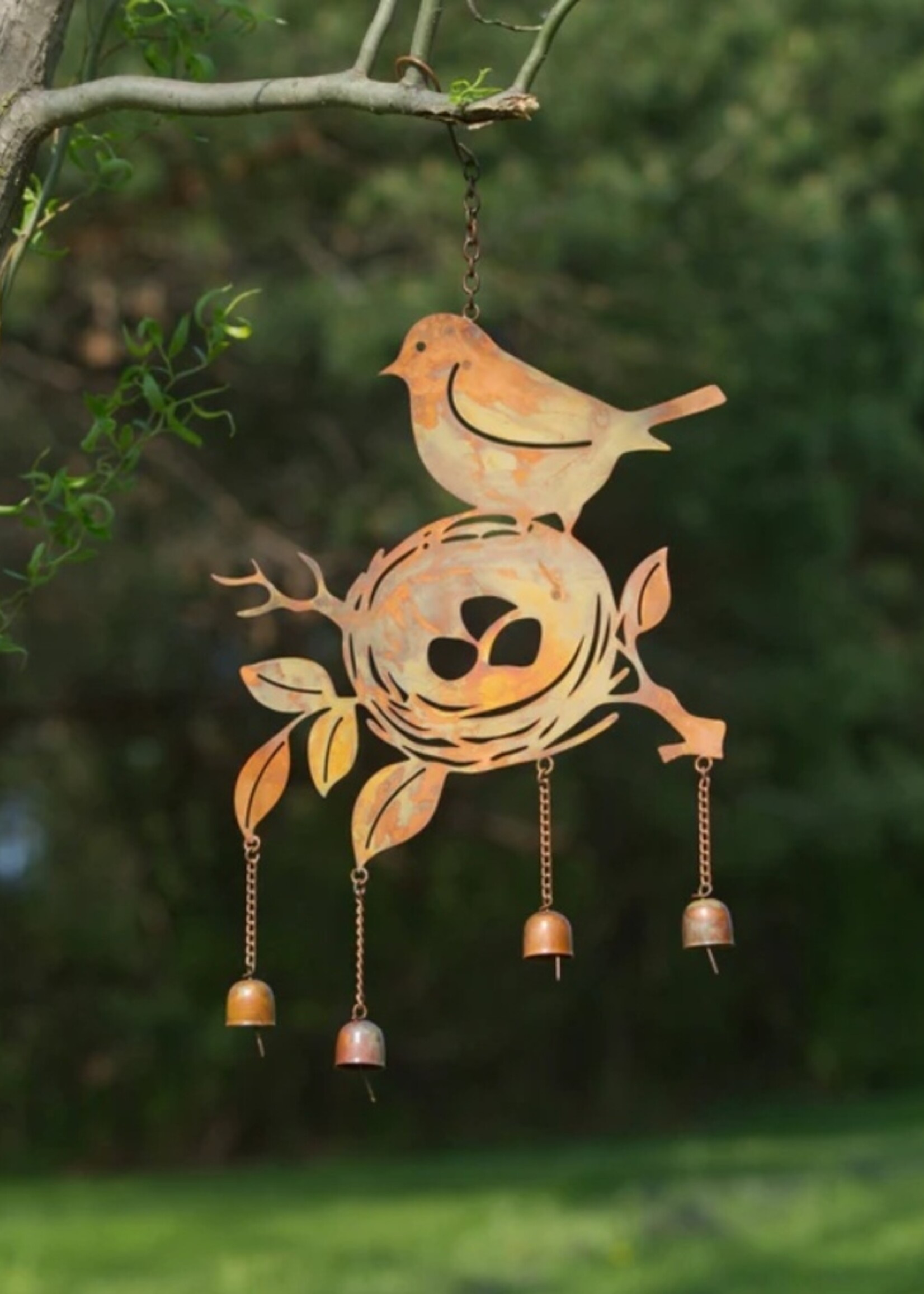 Ancient Graffiti Flamed Bird On Nest Wind Chime