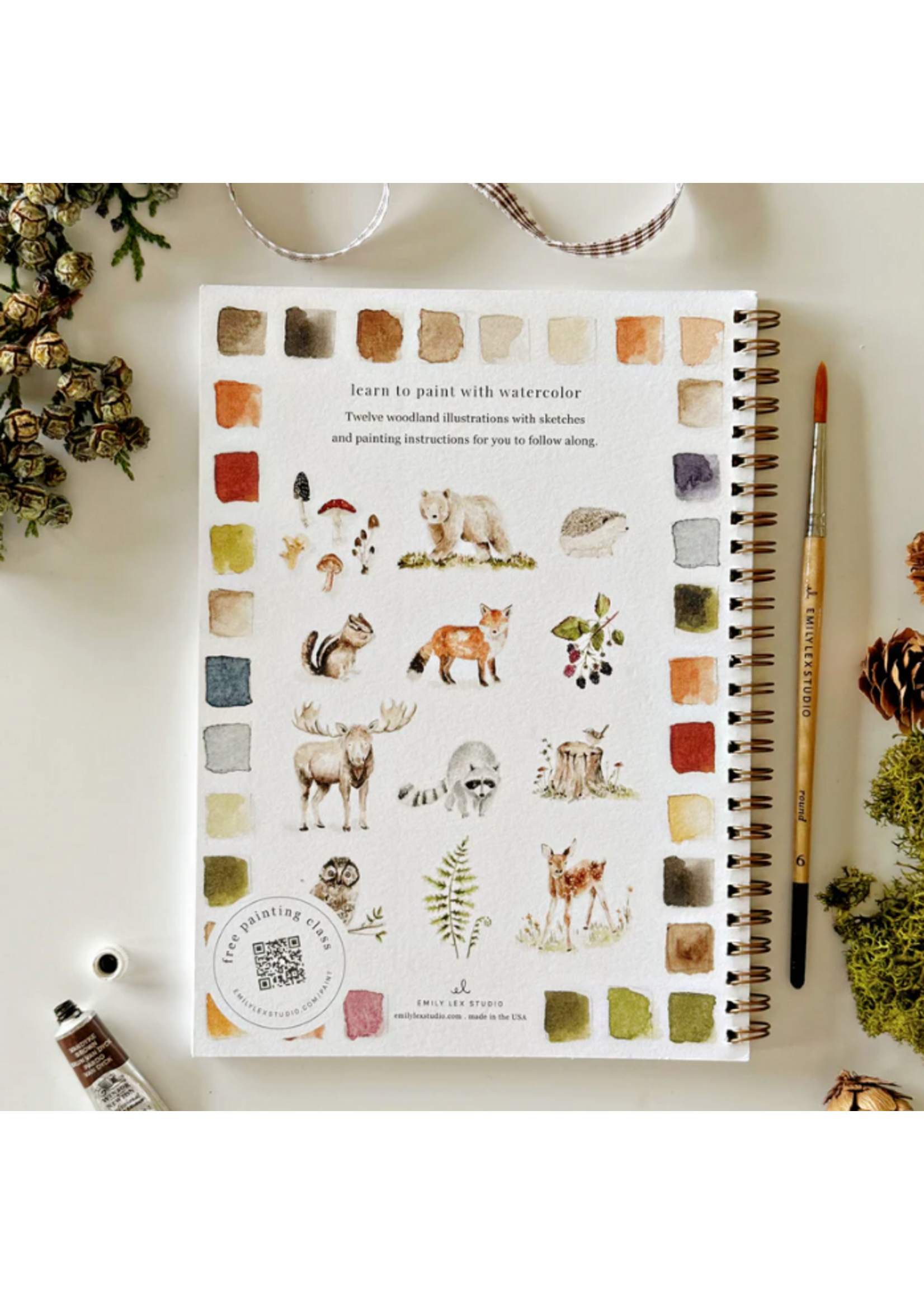 Emily lex studio Emily lex studio Woodland watercolor workbook
