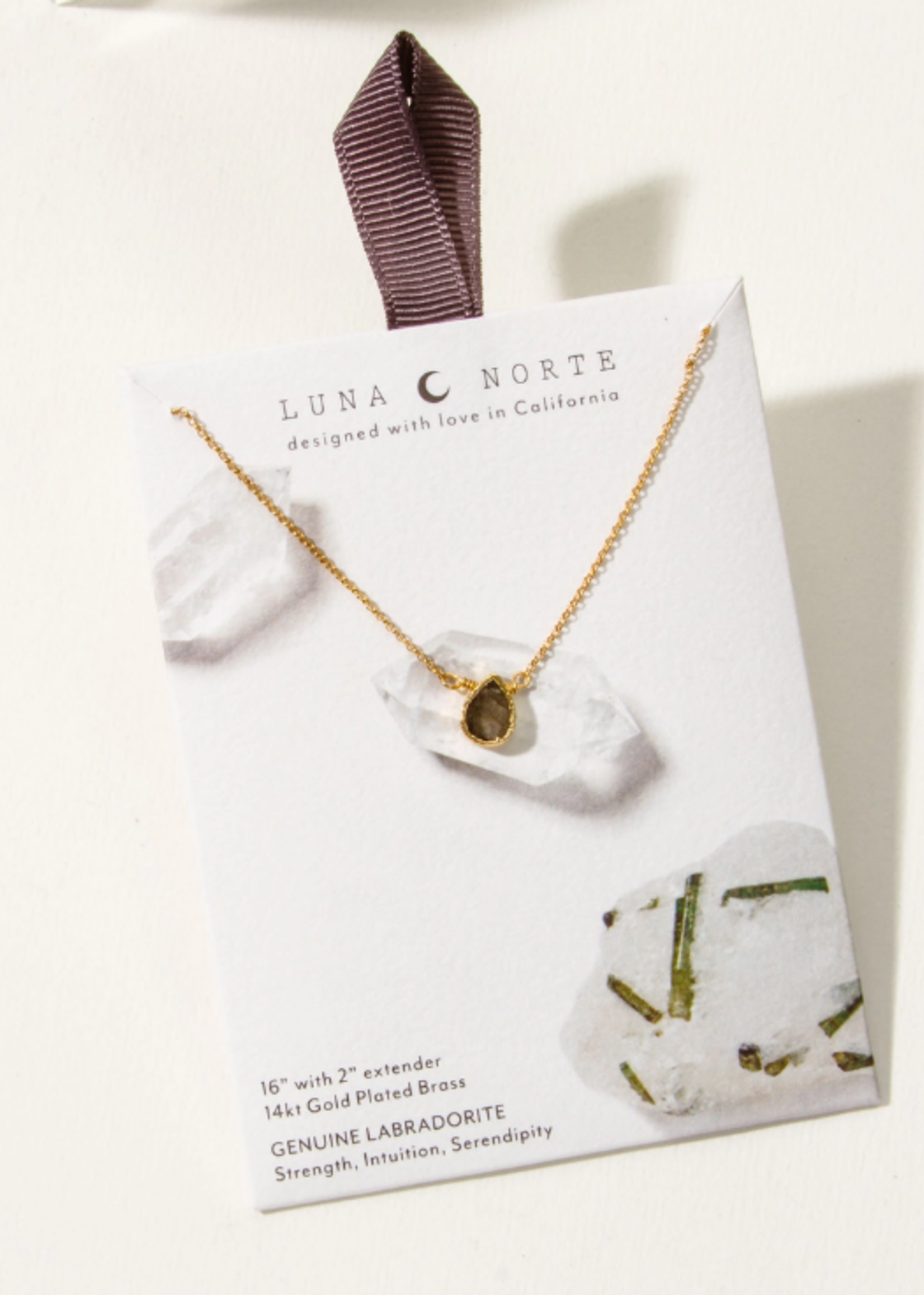 luna norte Luna Norte Gold Delicate Gemstone  Necklace Labradorite