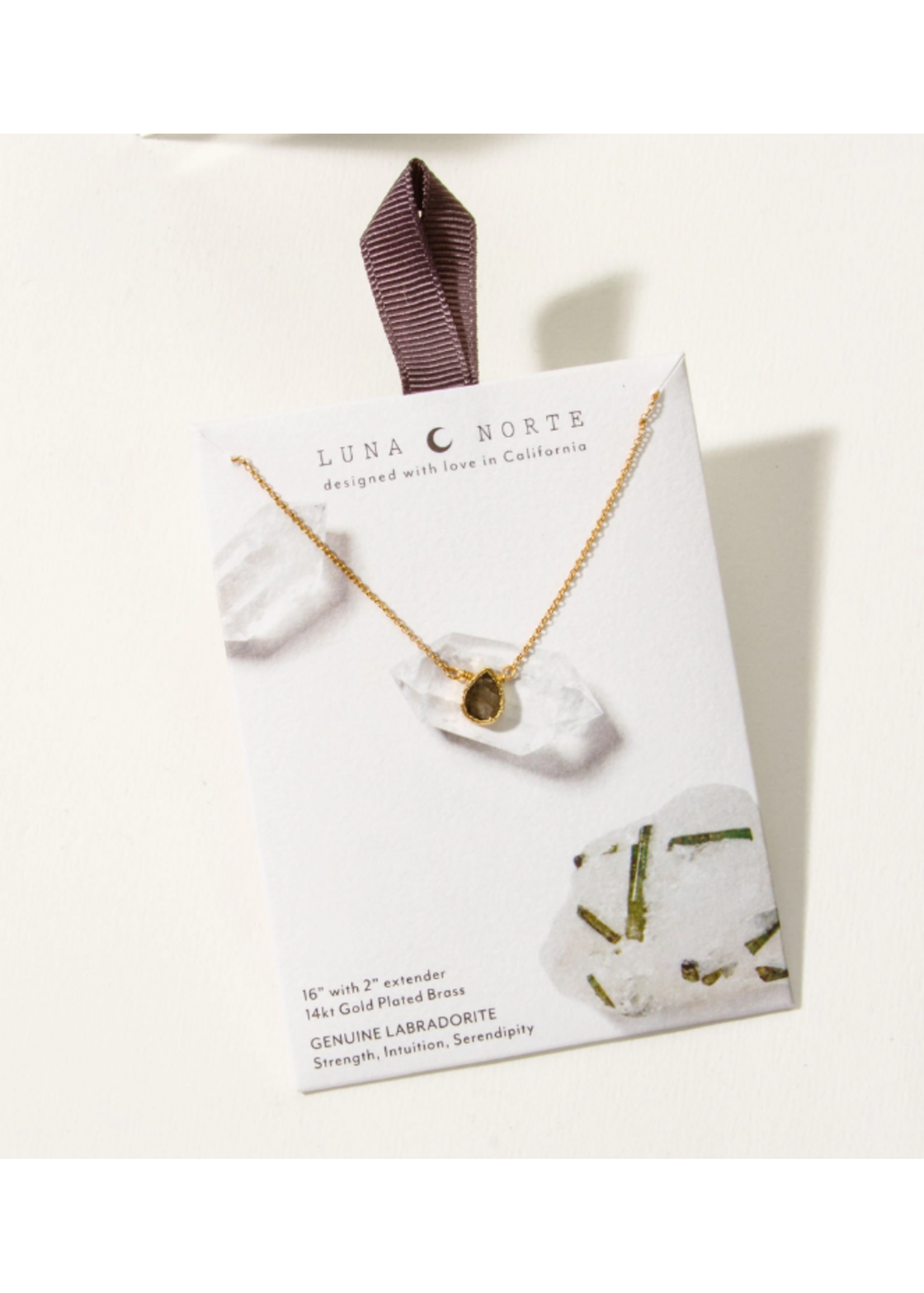luna norte Luna Norte Gold Delicate Gemstone  Necklace Labradorite