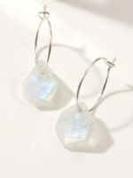 luna norte Luna Norte Sterling silver geometry mini hoop earrings moonstone