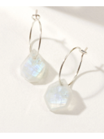 luna norte Luna Norte Sterling silver geometry mini hoop earrings moonstone