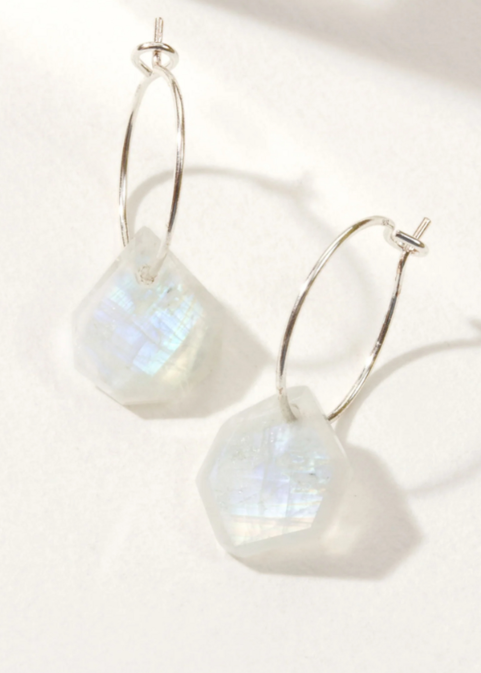 luna norte Luna Norte Sterling silver geometry mini hoop earrings moonstone
