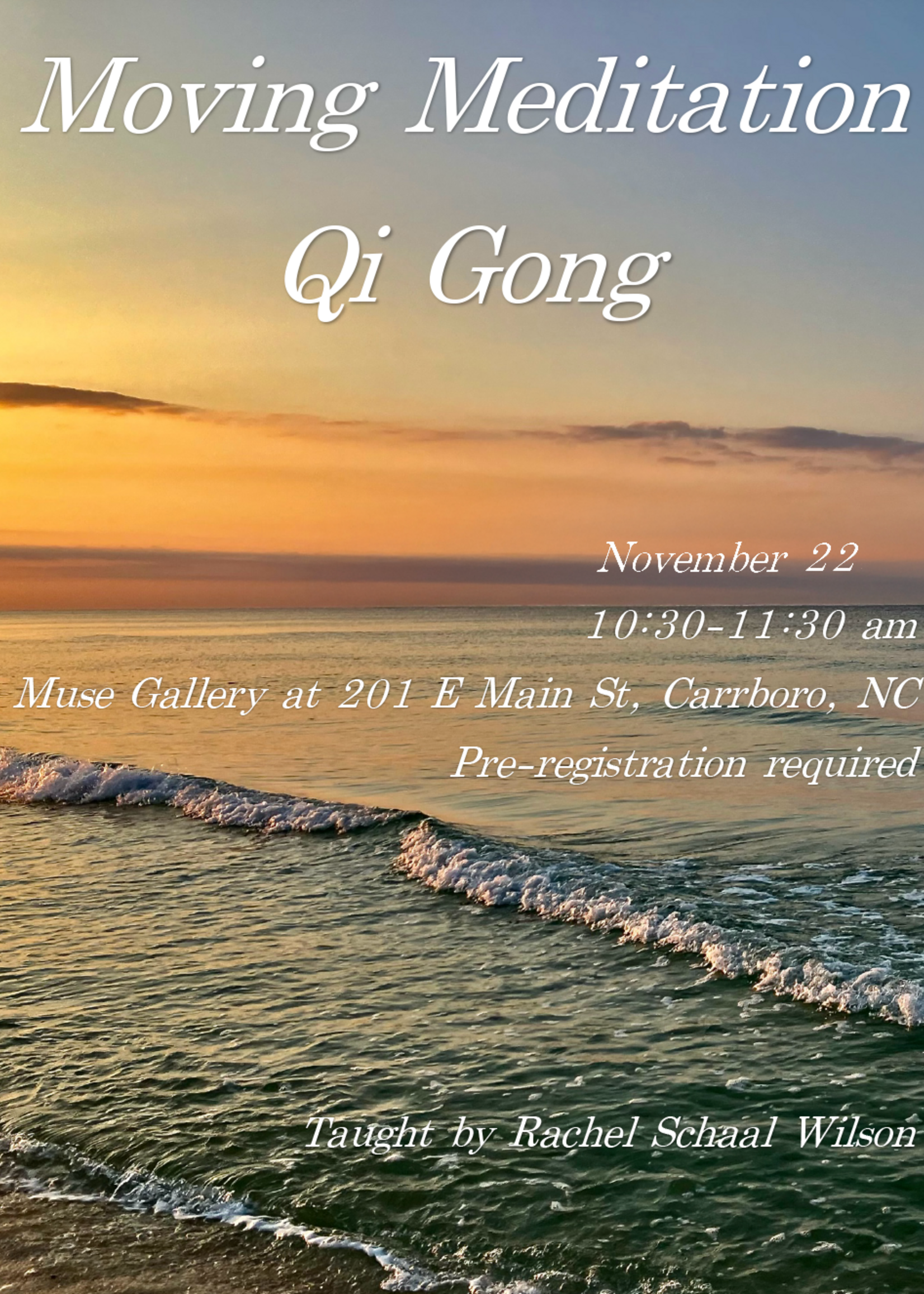 Rachel E Schaal Wilson Moving Meditation Qi Gong with Rachel ( November 22 )