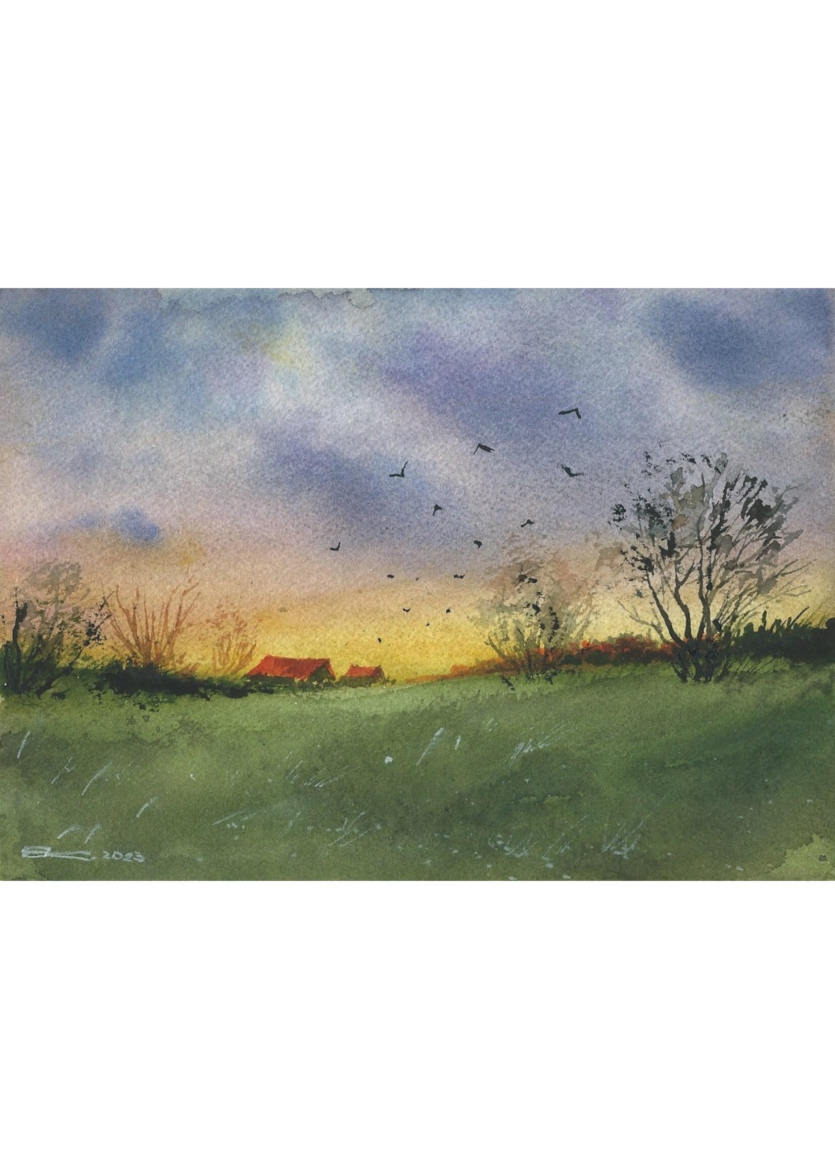 Viktor Kramarenko | Homes in Sundown Light | 6 x 9 | Muse Gallery