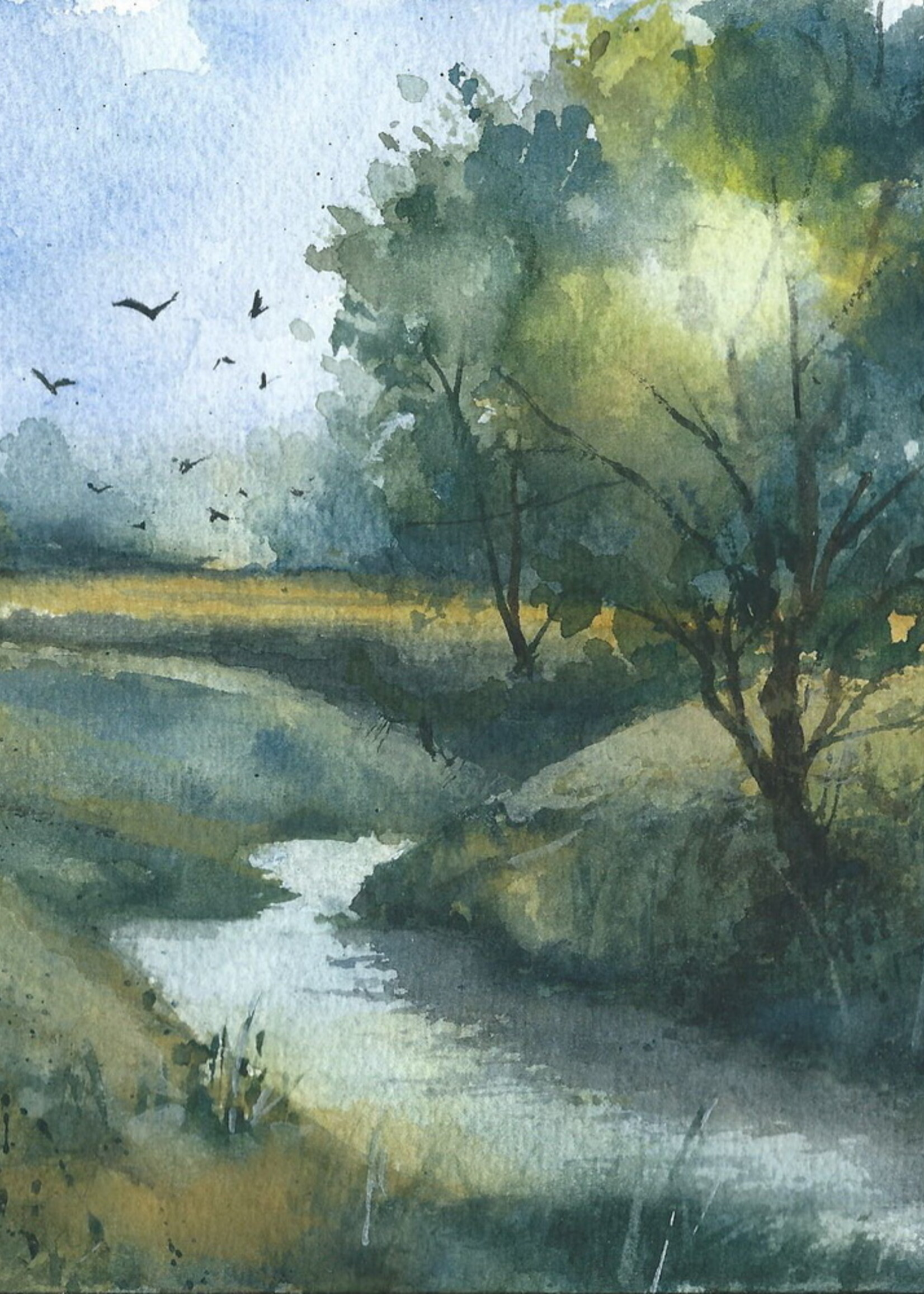 Viktor Kramarenko Sunlit Meadow Curve 7 x 10 | Muse Gallery