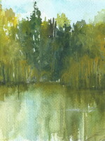 Viktor Kramarenko On the lake among weeping willows 6 x 9 | Muse Gallery