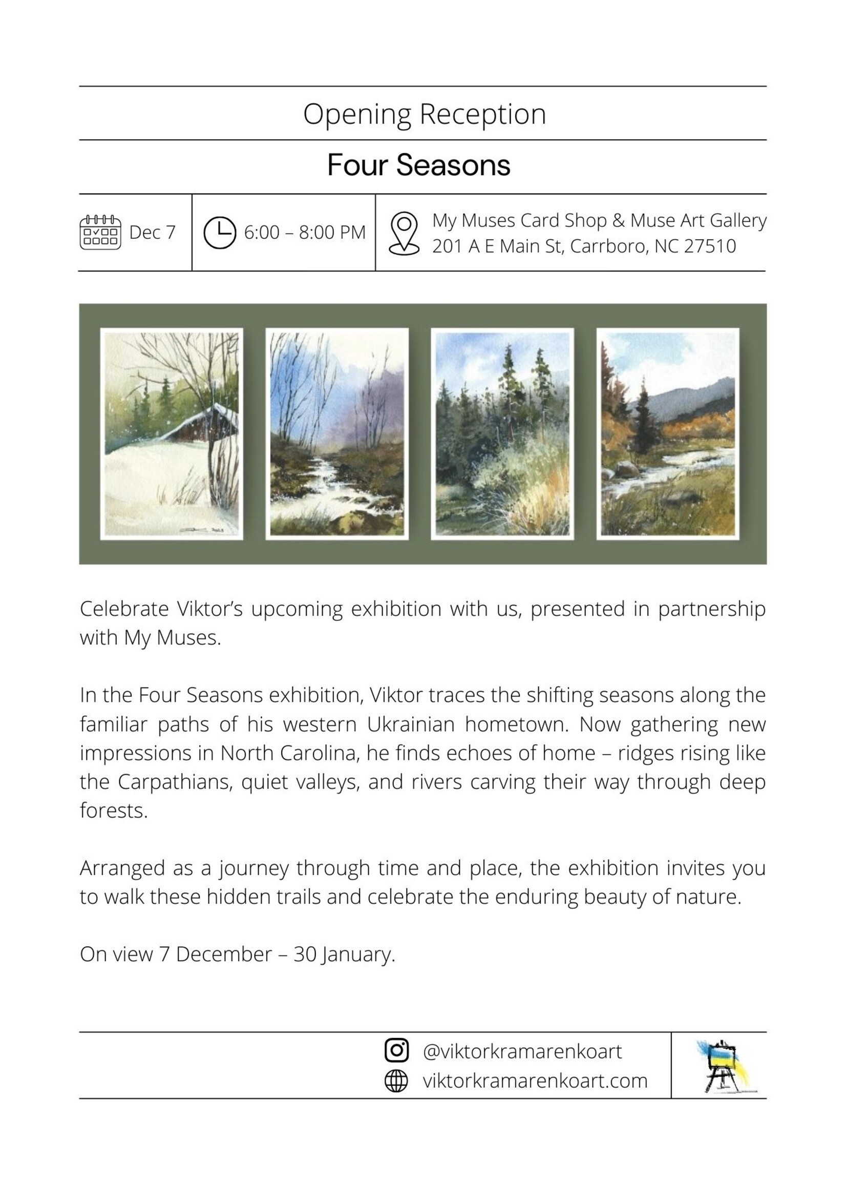 Muse Gallery MUSE Gallery Opening Reception | Four Seasons with Viktor Kramarenko (Dec 7th, 2025)
