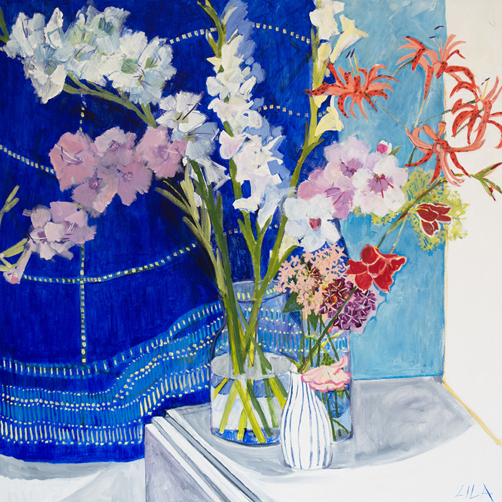 Lila Bacon | Elizabeths Table Cloth | 36 x 36 | Muse Gallery