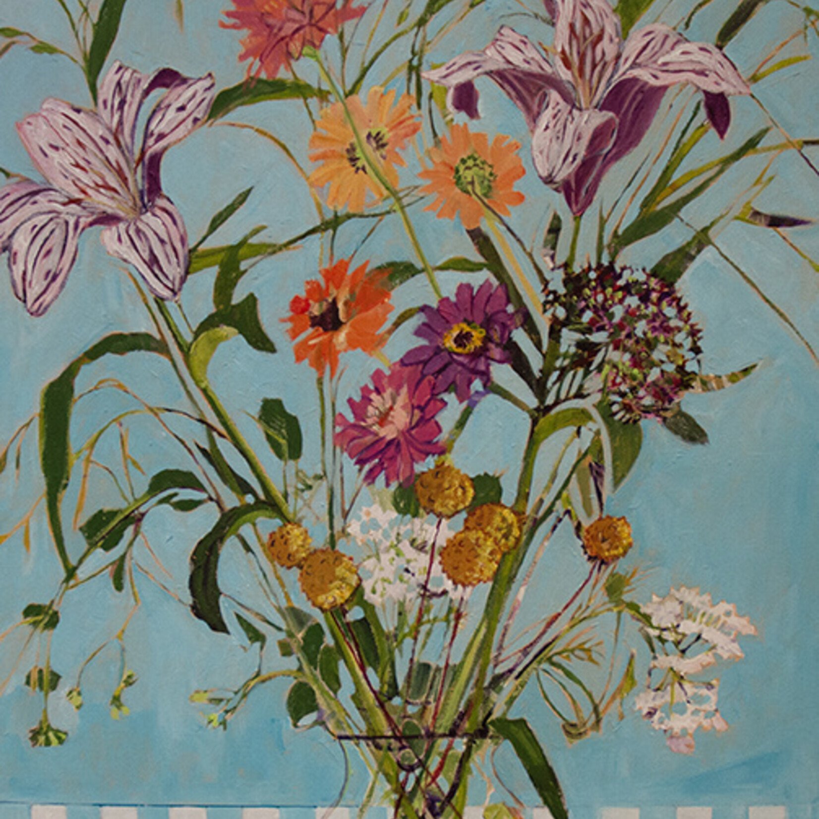 Lila Bacon | Light Blue Checks | 24 x 30 | Muse Gallery