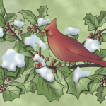 Joanna Massey Lelekacs | American Holly & Cardinal | 10 x 8 | Muse Gallery