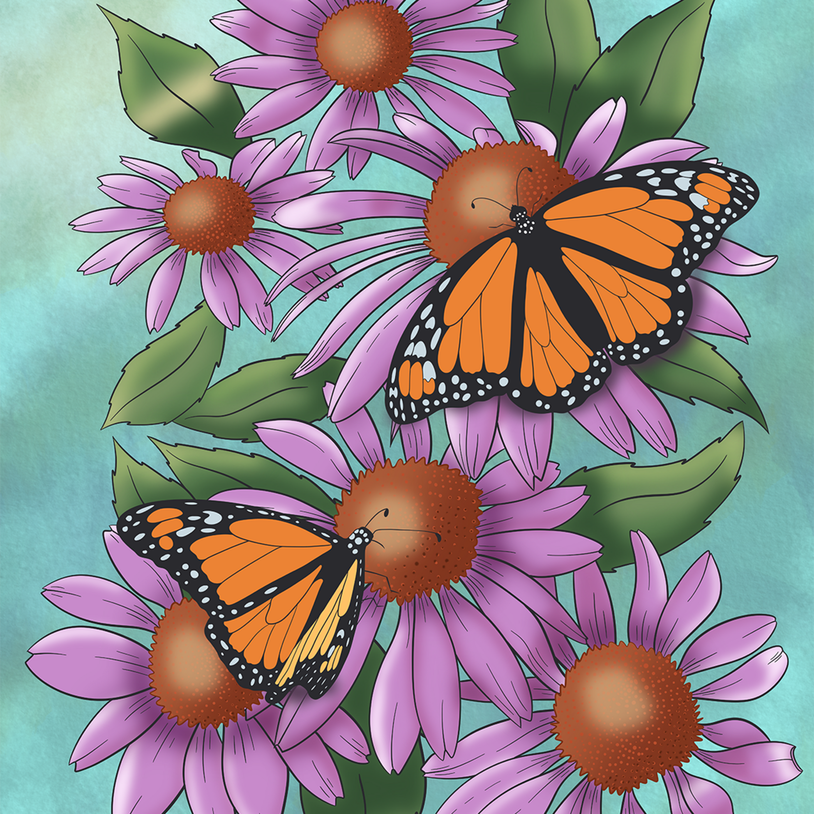 Joanna Massey Lelekacs | Coneflower & Monarch | 18 x 24 | Muse Gallery