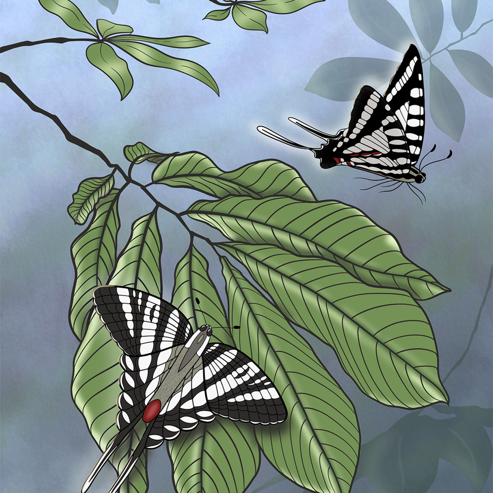 Joanna Massey Lelekacs | Pawpaw & Zebra Swallowtail | 18 x 24 | Muse Gallery