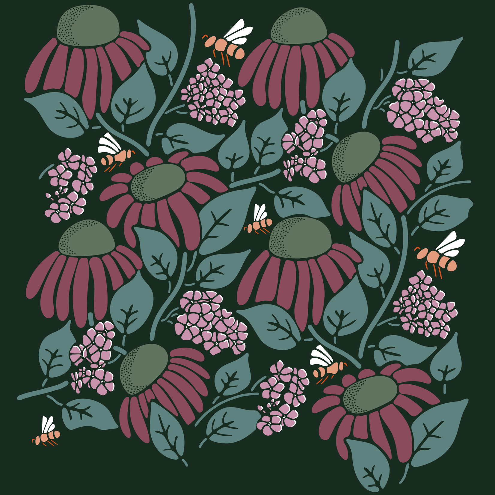 Joanna Massey Lelekacs | Coneflower & Phlox | 14 x 15.2 | Muse Gallery