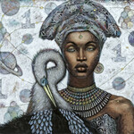 Sudie Rakusin , Connected to Infinite Source,  co-creating with Divinity, follow your heart ,  18” h x 24” w , Muse Gallery
