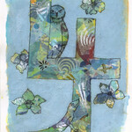 Sudie Rakusin , Number 4  collage ,  12” h x 14” w , Muse Gallery