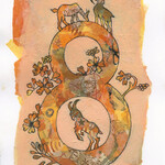 Sudie Rakusin , Number 8 collage ,  12” h x 14” w , Muse Gallery