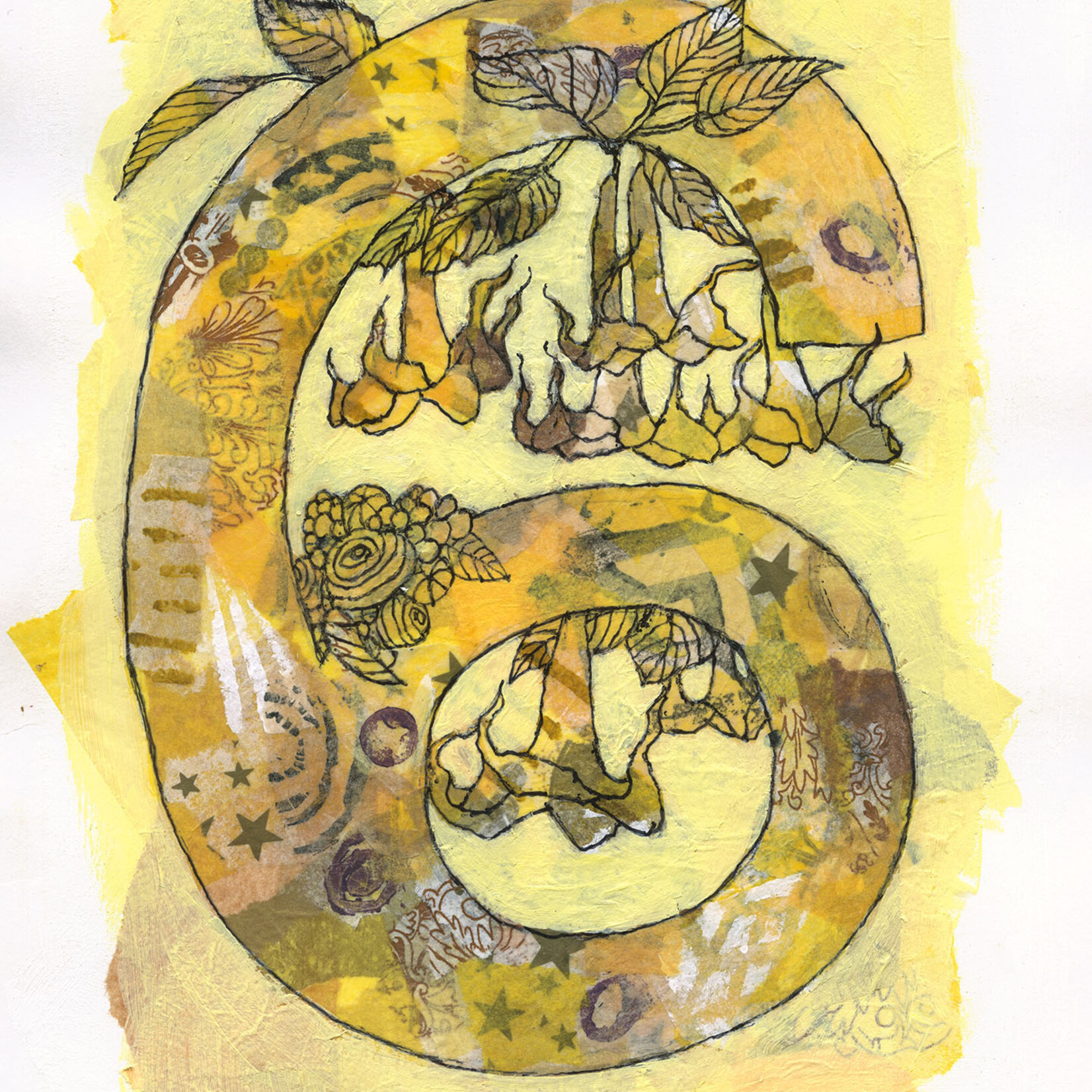 Sudie Rakusin , Number 6 collage ,  12” h x 14” w , Muse Gallery