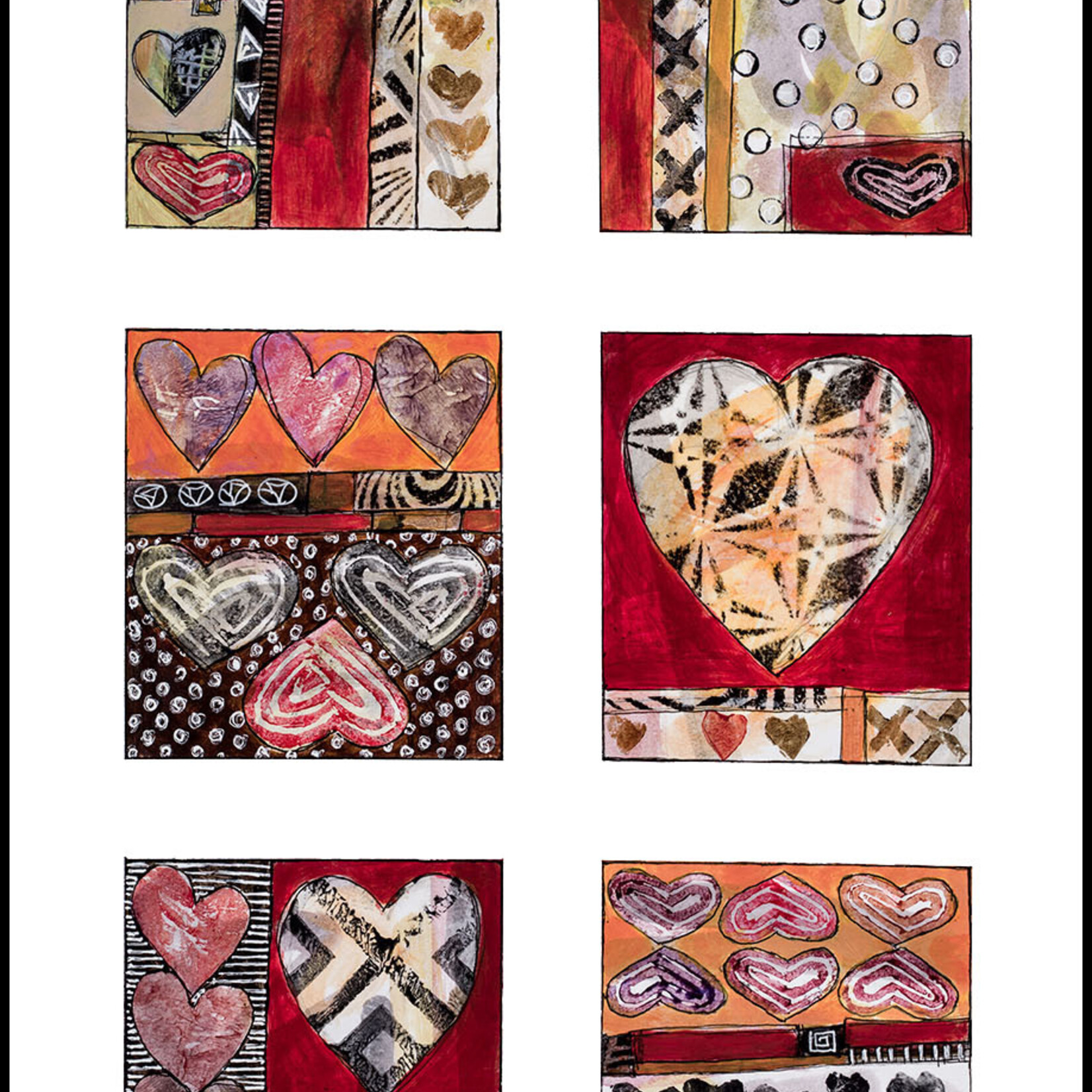 Sudie Rakusin , Grid Eight: Hearts , 15" w x 21" h , Muse Gallery