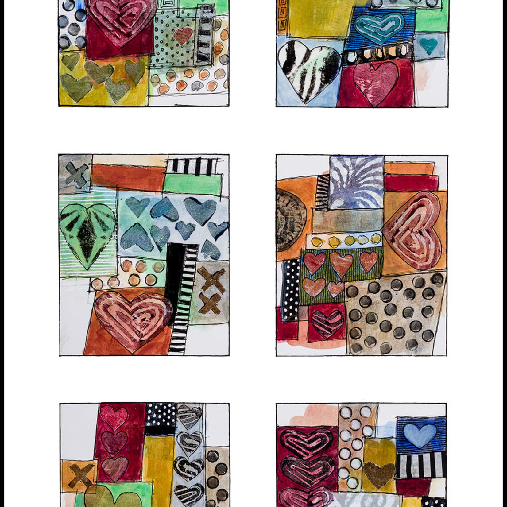 Sudie Rakusin , Grid Nine: Hearts ,  15" w x 21" h , Muse Gallery