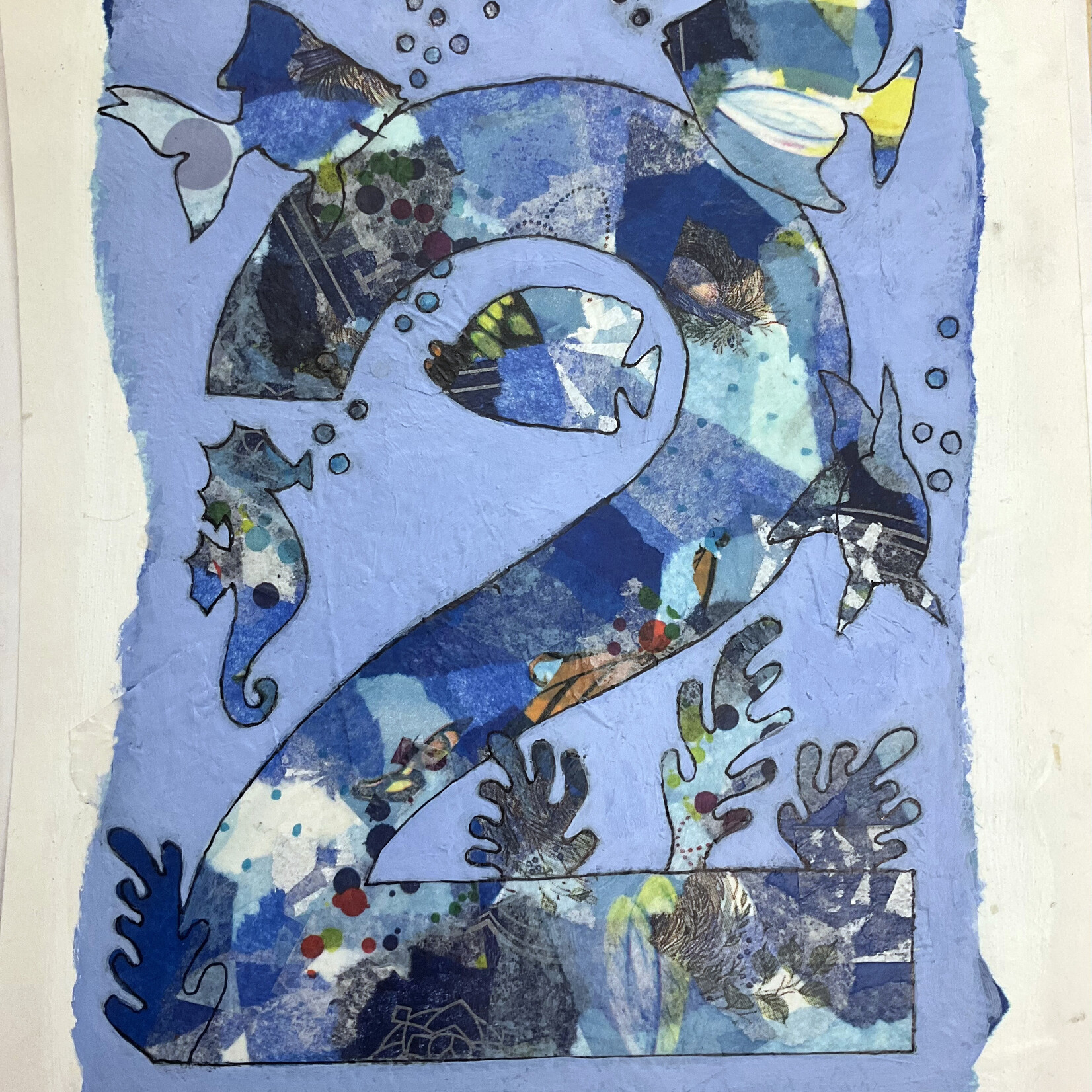 Sudie Rakusin , Number 2 collage ,  12” h x 14” w , Muse Gallery