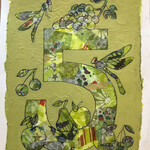 Sudie Rakusin , Number 5 collage ,  12” h x 14” w , Muse Gallery