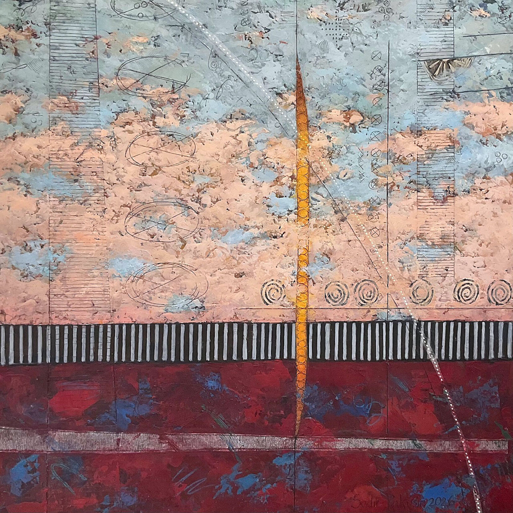 Sudie Rakusin , There exists a secret Vibrational Language in Nature 1 Triptych - Left  ,  30” h x 30” w , Muse Gallery